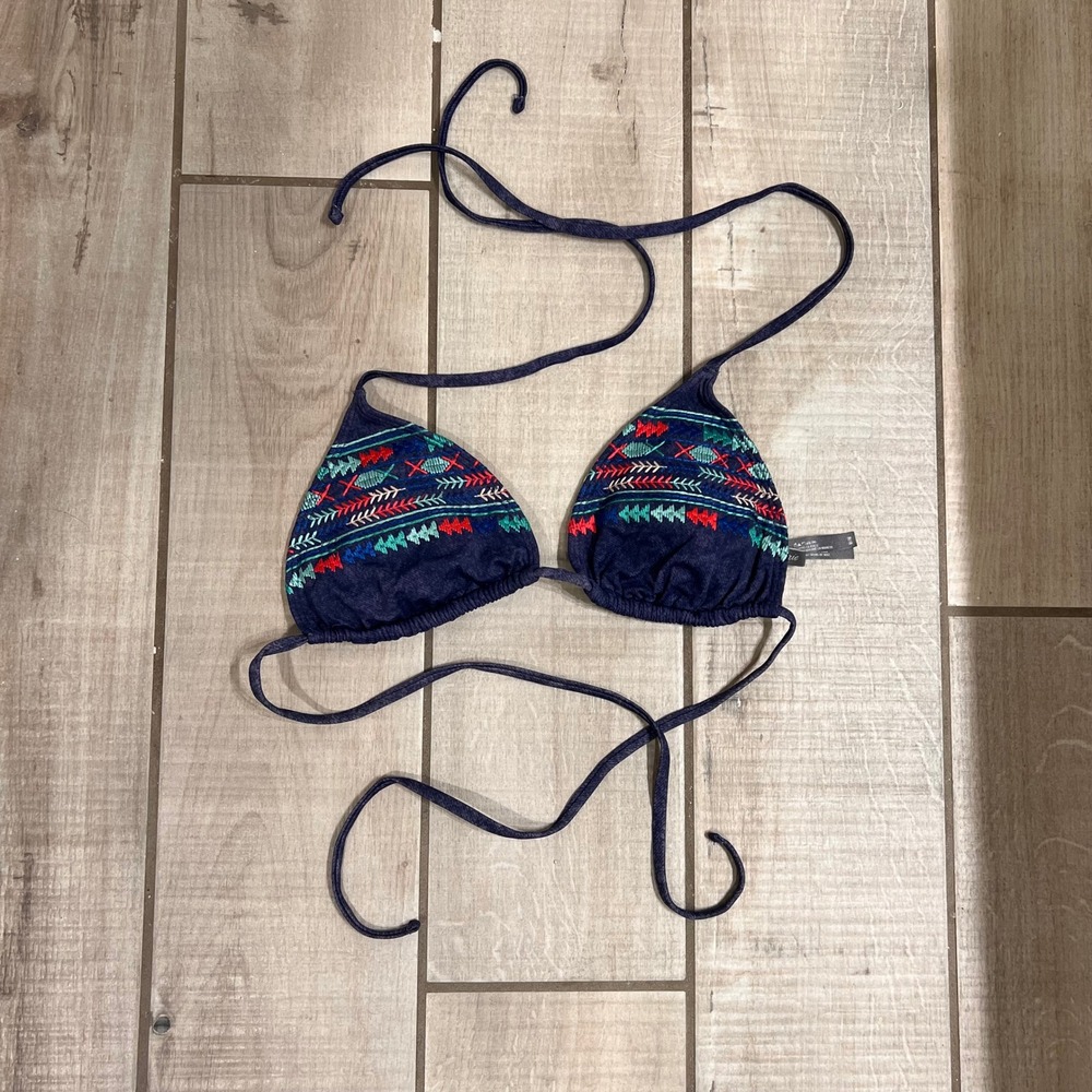 Aerie Embroidered Tribal Print Triangle Bikini‎ Top